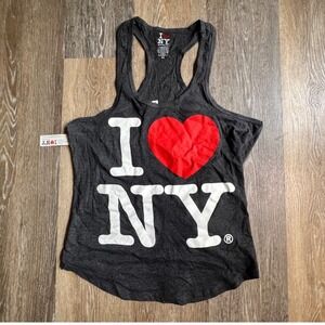I Love NY Racerback Tank Top Womens‎ XL Charcoal Gray Graphic Souvenir NWT